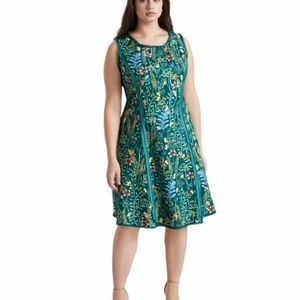 Eloquii Blue Sleeveless A-Line Midi Dress